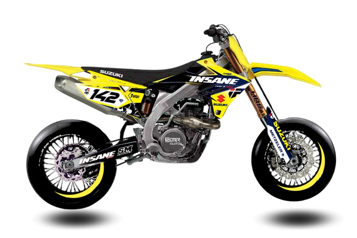 Suzuki RM-Z 450 Supermotard du Team Insane Parts engagée en Championnat du monde S1GP